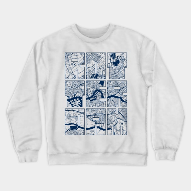 Rotterdam, Netherlands City Map Typography - Coastal Crewneck Sweatshirt by deMAP Studio